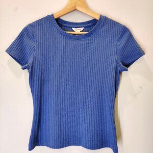 Joe Fresh Women's Ribbed Tee Shirt | Blue | Small